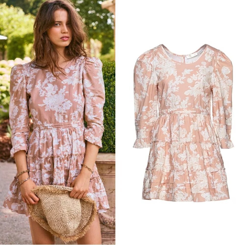 Loveshackfancy Lienzo Dress in Espresso Foam 8 NWT